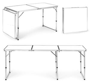 Skladací cateringový stôl 180 x 60 cm biely 3-časťový