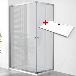 POINT ROCKY 90x80 Clear Obdĺžnikový sprchovací kút s mramorovou vaničkou