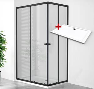 POINT BLACK ROCKY 90x80 Clear Obdĺžnikový sprchovací kút s mramorovou vaničkou