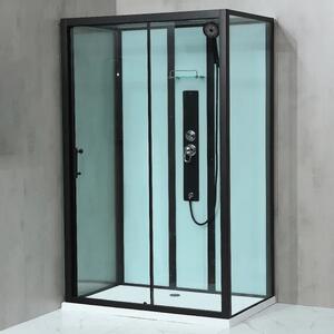 GLASS ROCKY 100x80x214 Čierny Masážny sprchový box obdĺžnikový s mramorovou vaničkou