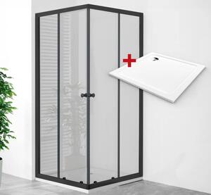 POINT BLACK ROCKY 80x80 Clear Štvorcový sprchovací kút s mramorovou vaničkou