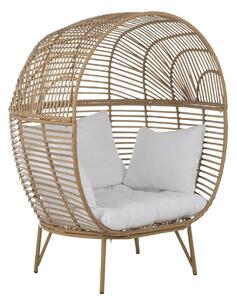 Béžové ratanové záhradné kreslo Lounge White Oval - 115*110*148 cm - J-Line by Jolipa