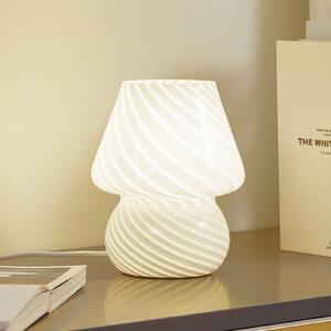Stolná lampa Lindby Andriana, biela, sklo, Ø 15 cm