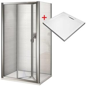 WRITE HARD 80x80 Sprchovací kút so zalamovacími dverami a mramorovou vaničkou