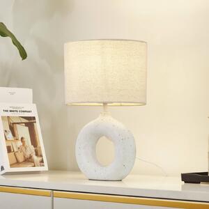 Stolná lampa Lindby Kody, béžová, textil, keramika, 37 cm
