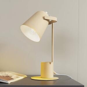 Stolná lampa Lindby Ilmar, béžová/biela, kov, Ø 12 cm