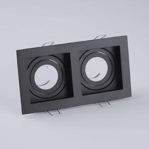 Zapustené svietidlo Grid Two, 2 svetlá, čierne, 18,5x10cm, hliník, GU10