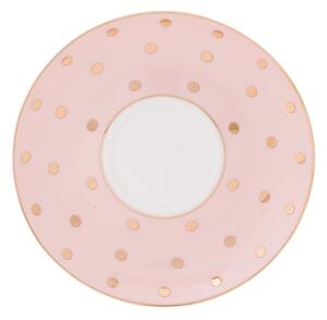Šálka s tanierikom ružový, zlatý bodka - Ø 15*8cm/ 0,12l