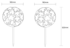 LED solárne zemné svetlo 36748S, guľa, strieborná, kov
