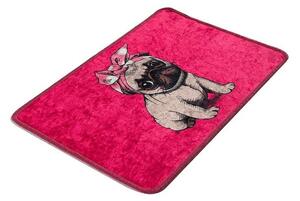 Ružová kúpeľňová predložka 40x60 cm Pink Pug – Foutastic