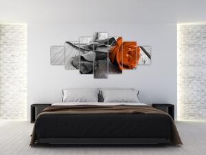 Ruže oranžová - obraz (Obraz 210x100cm)