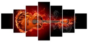 Obraz horiace gitara (Obraz 210x100cm)