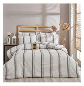 Hnedo-béžové bavlnené predĺžené obliečky na dvojlôžko 200x220 cm – Mila Home
