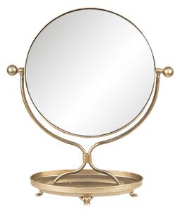 Stolný vintage zrkadlo v zlatom ráme s podstavcom - 36 * 15 * 43 cm