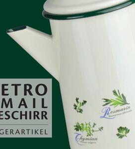 Krémová smaltovaná konvička s bylinkami Herbs - Ø12 * 23cm - 1,6L
