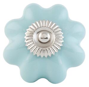 Clayre & Eef Modrá keramická úchytka Kvetina - Ø 4 cm