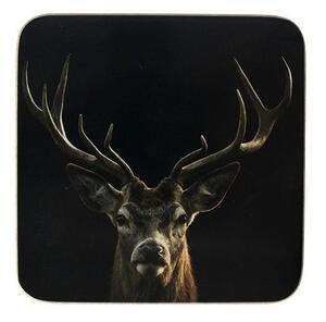 6ks pevné korkové podtácky s jeleňom Black Deer - 10 * 10 * 0,4 cm
