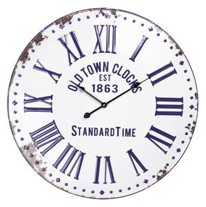 Bielo - modré plechové hodiny - Ø 57 * 4 cm / 1 * AA