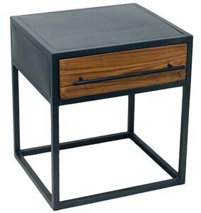 Kovový drevený nočný stolík Matty - 45 * 40 * 50 cm