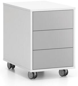 Kancelársky pojazdný kontajner LAYERS, 3 zásuvky, 400 x 600 x 575 mm, biela / sivá
