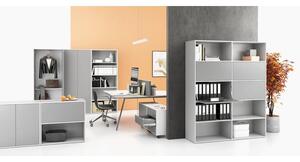 Kancelárska policová komoda LAYERS, 3 zásuvky, 400 x 400 x 630 mm, biela / sivá