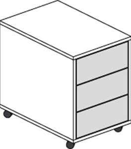 Kancelársky pojazdný kontajner LAYERS, 3 zásuvky, 400 x 600 x 575 mm, biela / sivá
