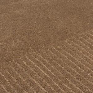 Flair Rugs koberce Kusový ručne tkaný koberec Tuscany Textured Wool Border Brown - 120x170 cm