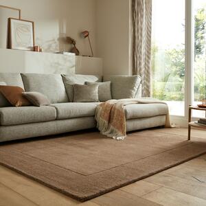 Flair Rugs koberce Kusový ručne tkaný koberec Tuscany Textured Wool Border Brown - 200x290 cm