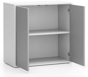 Kancelárska skrinka s dverami LAYERS, krátka, 800 x 400 x 777, biela / sivá
