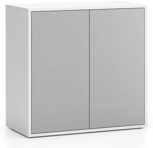 Kancelárska skrinka s dverami LAYERS, krátka, 800 x 400 x 777, biela / sivá