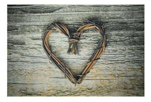 Šedá podlahová rohožka srdce z vetvičiek Heart Twig - 75 * 50 * 1cm