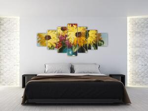 Obraz kvetov vo váze (Obraz 210x100cm)