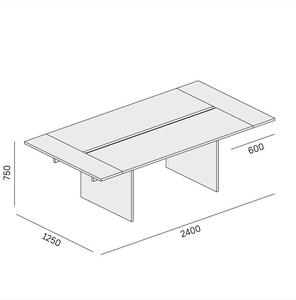 Stôl jednací SOLID + 2x prísed, 2400 x 1250 x 743 mm, biela