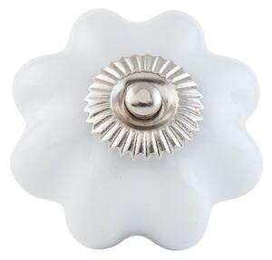 Clayre & Eef Keramická úchytka kvetina biela - Ø 4 cm