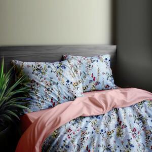 Ervi bavlnené obliečky DUO - maľované lúčne kvety na modrom/ružové