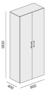Kancelárska skriňa vysoká SOLID, 800 x 400 x 1830 mm, biela