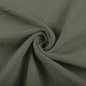 Mušelín dvojitá gázovina MSN-076 Zelená khaki - metráž šírka 140 cm