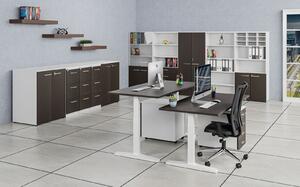 Kancelárska komoda k stolu PRIMO WHITE, 740 x 600 x 420 mm, biela/wenge