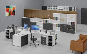 Kancelárska komoda k stolu PRIMO WHITE, 740 x 600 x 420 mm, biela/grafit