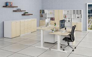 Kancelárska komoda k stolu PRIMO WHITE, 740 x 600 x 420 mm, biela/dub prírodná