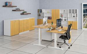 Kancelárska komoda k stolu PRIMO WHITE, 740 x 600 x 420 mm, biela/buk