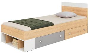 Jednolôžková posteľ Peluga PL14 L / P, Farby: dub sušienkovo hnedý / biela lux + sivá Mirjan24 5903211165375