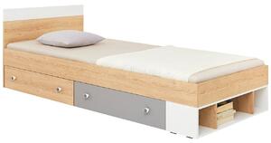 Jednolôžková posteľ Peluga PL15 L / P, Farby: dub sušienkovo hnedý / biela lux + sivá Mirjan24 5903211165382
