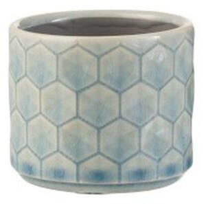 Modrý keramický obal na kvetináč Rhombus XS - Ø 8 * 7 cm