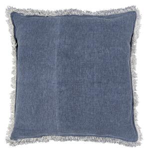 Modrý bavlnený vankúš v denim dizajne s strapcami - 45 * 45 cm