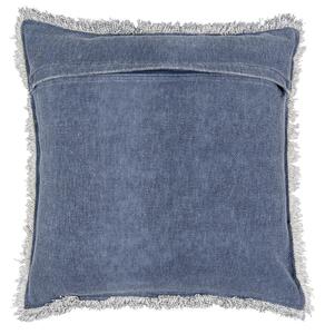 Modrý bavlnený vankúš v denim dizajne s strapcami - 45 * 45 cm