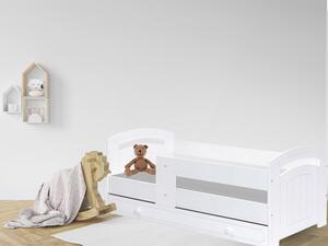 Detská posteľ so zábranou a šuflíkom Gucio 70x140 - biela