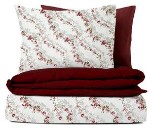 Ervi Bavlnené obliečky DUO - Kvetinový chodník/bordo