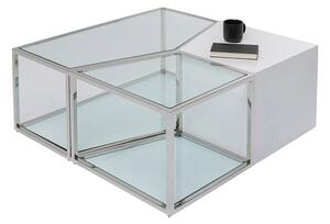 Combination konferenčný stolík biely/strieborný 95x95cm