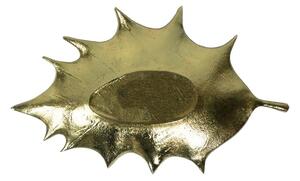 Zlatý dekoračné kovový podnos / miska v tvare listu - 31 * 19 * 2,5cm